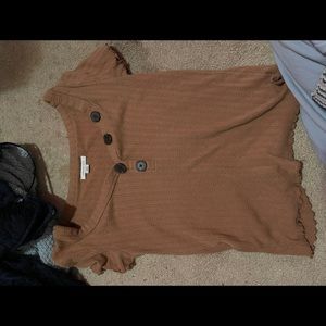 American eagle brown buttoned tee